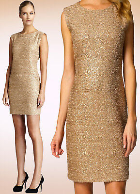 Gold Knit Sheath Party Dress