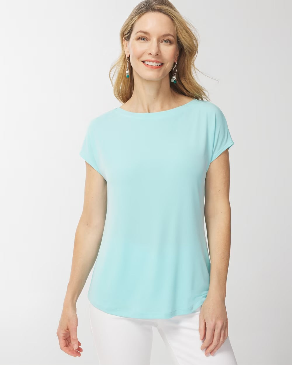 Boat neck Cuffed Sleeve Top-Mint