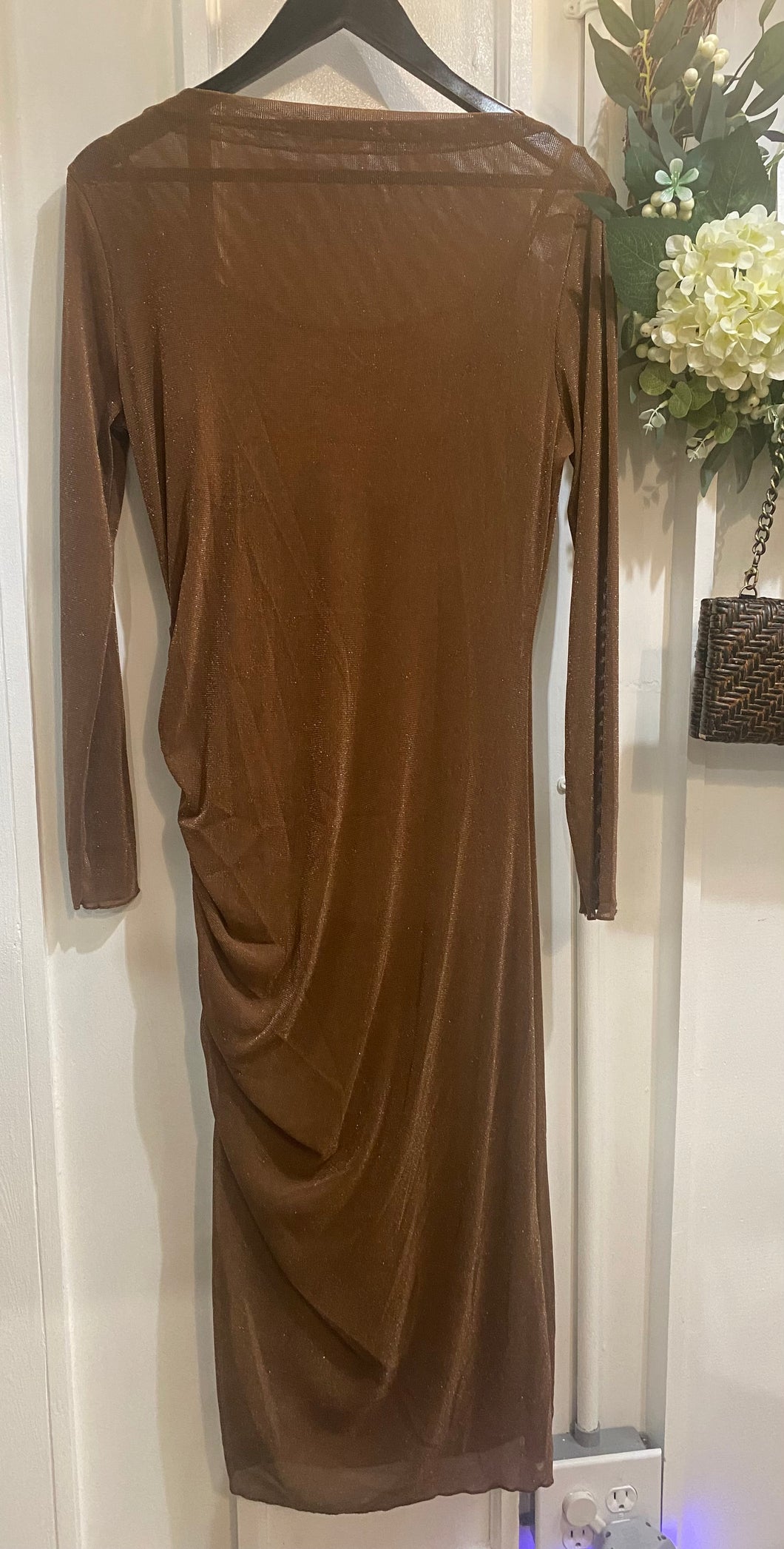 Bronze Lurex Midi Dress