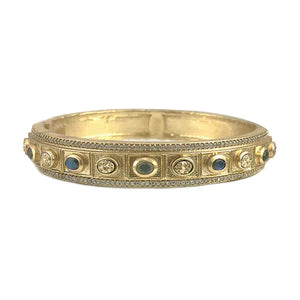 Gold Bela Small Oval Labadorite & Coin Bangle