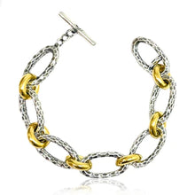 Load image into Gallery viewer, Silver Two-tone Ravelle Hammered Chain Bracelet
