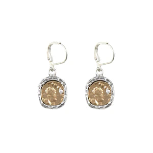 Vintage Silver Pavia Coin & Frame Dangle Earrings