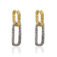 Load image into Gallery viewer, Gold Two Tone Paperclip Drop Earrings
