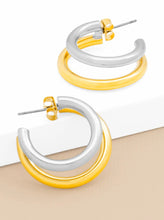 Load image into Gallery viewer, Small Two-Tone Open Hoop Earring Jewelry
