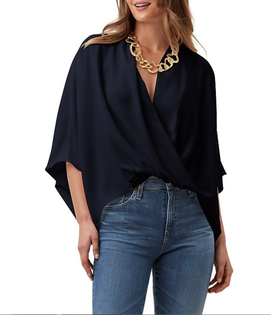 Washed Satin Surplice Blouse