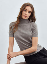 Load image into Gallery viewer, Three-quarters Sleeve Cotton Cashmere Turtleneck
