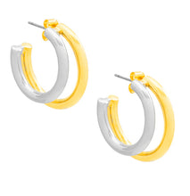 Load image into Gallery viewer, Small Two-Tone Open Hoop Earring Jewelry
