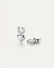 Load image into Gallery viewer, Puffy Heart Huggie Earrings - Silver
