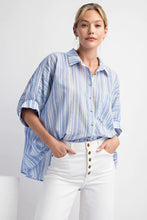 Load image into Gallery viewer, Embossed stripe dolman sleeve button down
