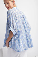 Load image into Gallery viewer, Embossed stripe dolman sleeve button down
