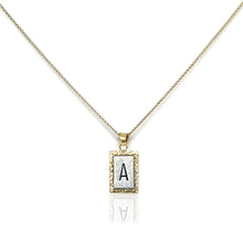 Load image into Gallery viewer, Gold Rectangular Hammered Initial Necklace
