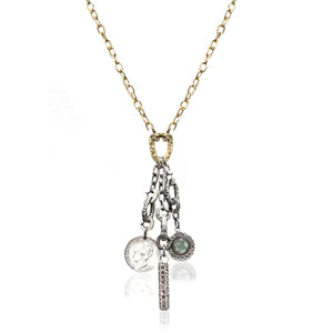 Two Tone Bauble Labrodite Charm Necklace