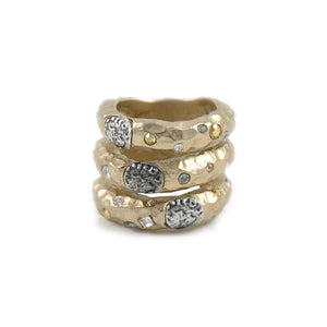 Gold Tuscany 3 Row Coin Ring