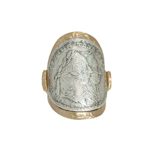 Gold Maria Theresa Curved Coin Ring