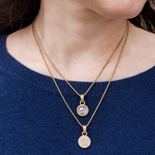 Load image into Gallery viewer, Gold Pavia Coin &amp; Pavé Frame Necklace
