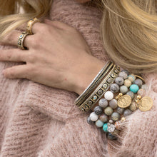 Load image into Gallery viewer, Gold Bela Small Oval Labadorite &amp; Coin Bangle
