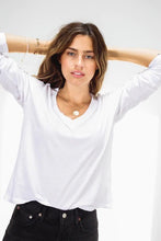 Load image into Gallery viewer, Long Sleeve Cotton Boxy V Neck Tee
