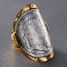 Load image into Gallery viewer, Gold Maria Theresa Curved Coin Ring
