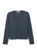 Load image into Gallery viewer, Long Sleeve Cotton Boxy V Neck Tee
