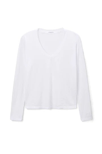 Long Sleeve Cotton Boxy V Neck Tee